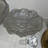 Crystal glass bowls, clock, and brass decorative items - thumbnail 5 of 5