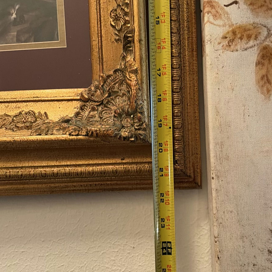 Ornate vintage mirrors, framed floral art, and decorative gold-tone sconce - image 15 of 15