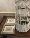 White Wicker Multi-Tier Basket with Framed Floral Art and Ornate Mirrors - thumbnail 4 of 4