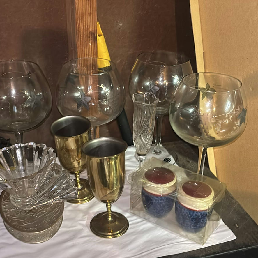 Assorted Glassware, Goblets, and Brass Accents - image 3 of 4
