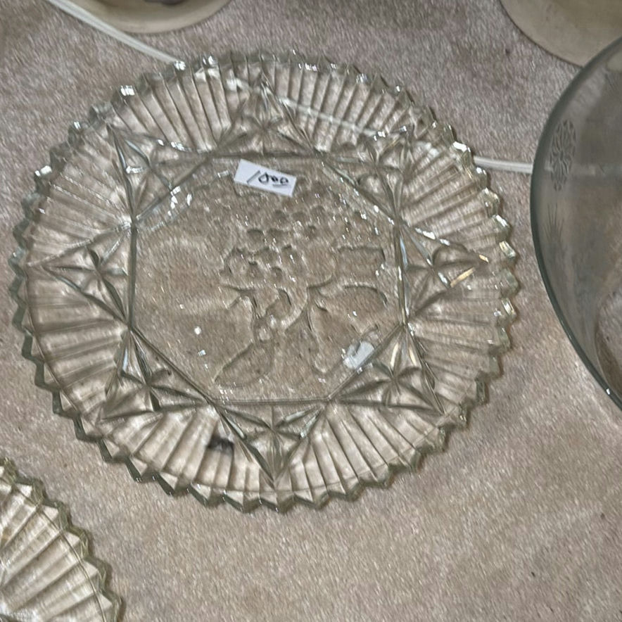 Grapevine-Decorated Ceramic Vases with White Roses and Etched Glassware - image 7 of 8