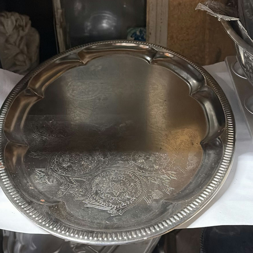 Ornate silver-plated serving trays and bowls - image 7 of 8