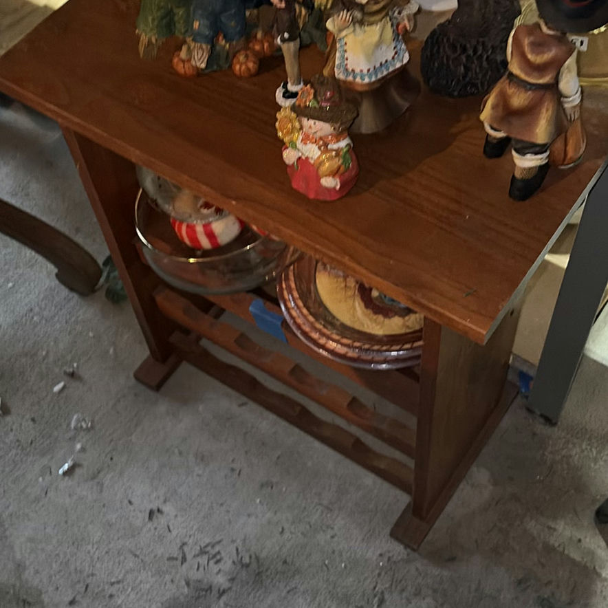 Autumn harvest and holiday decor on wooden shelf - image 7 of 7