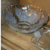 Etched clear glass serving pieces with rose motif - thumbnail 5 of 9