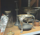 Glass cake stands, ornate metal stands, jars, and sandwich maker kit - thumbnail 4 of 5