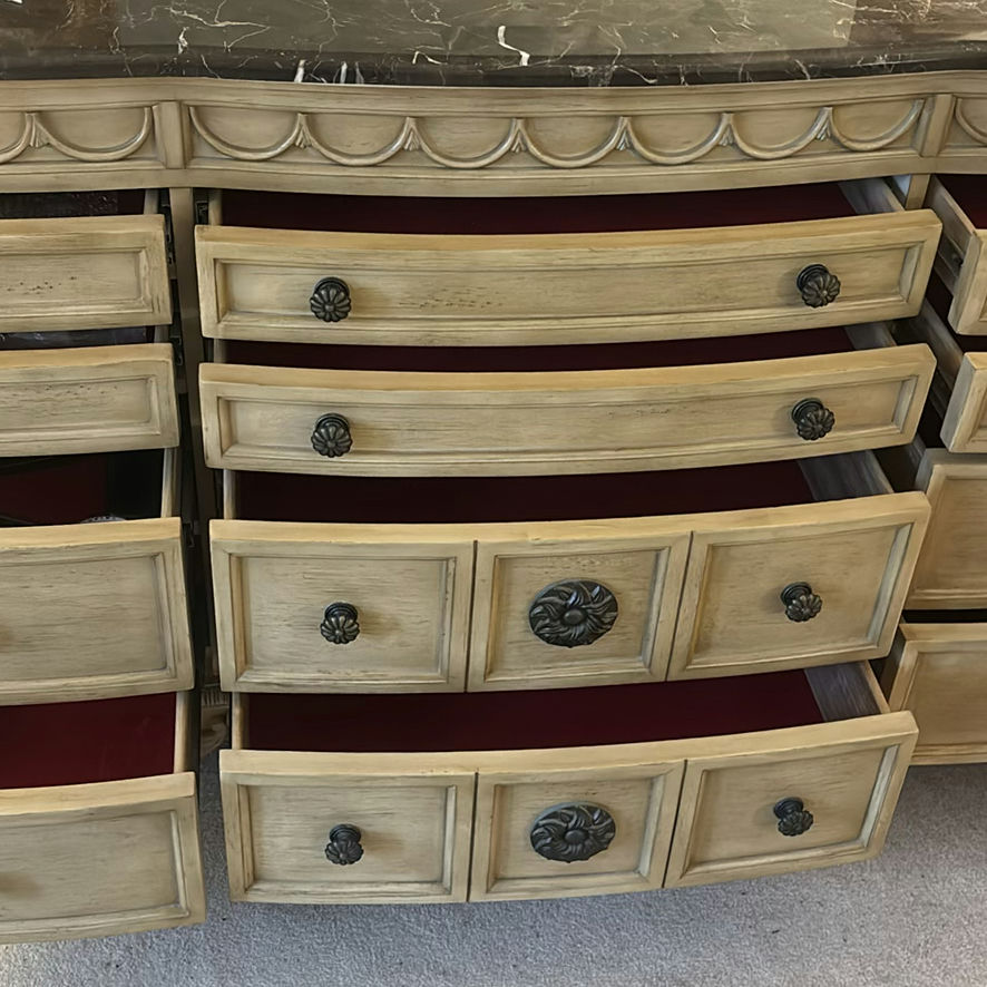 Ornate carved dresser with mirror - image 7 of 8