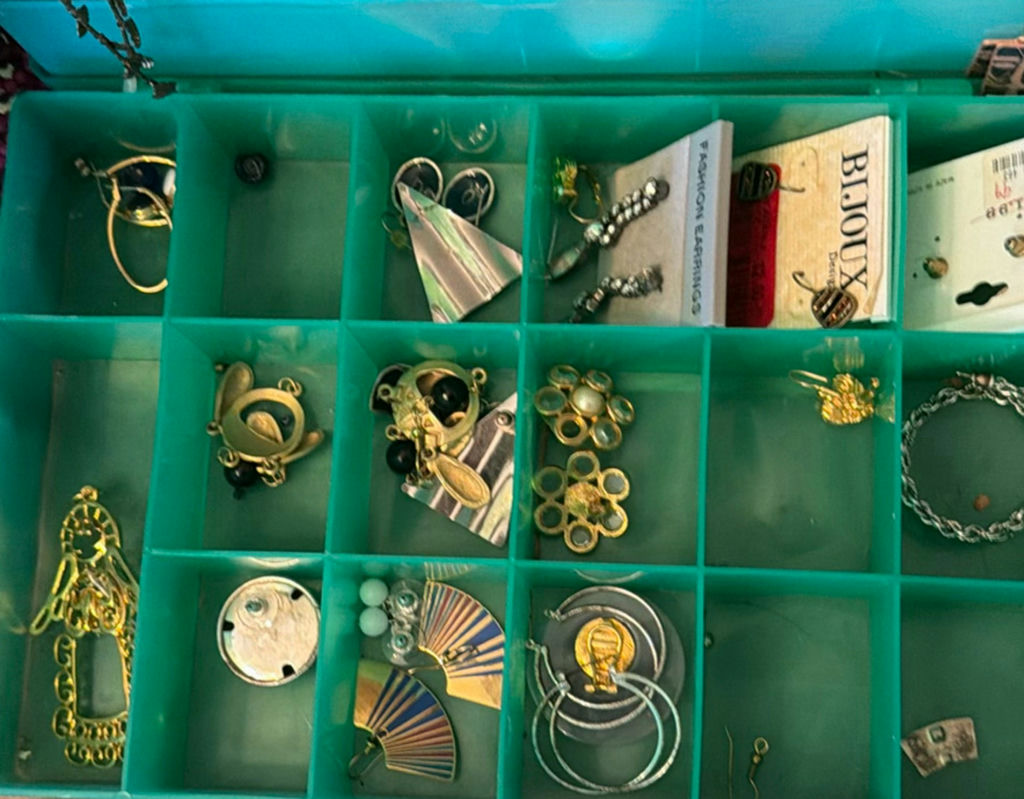Assorted jewelry in a multi-compartment organizer - image 5 of 13
