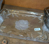 Etched clear glass serving pieces with rose motif - thumbnail 9 of 9