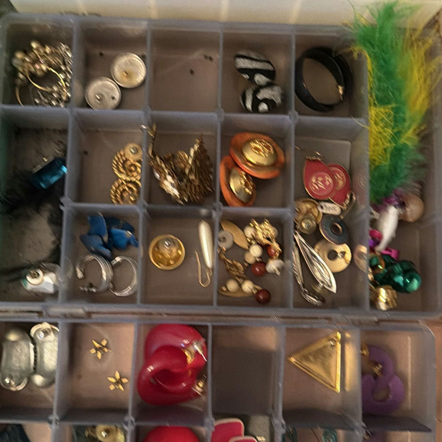Assorted jewelry in a multi-compartment organizer - image 3 of 13