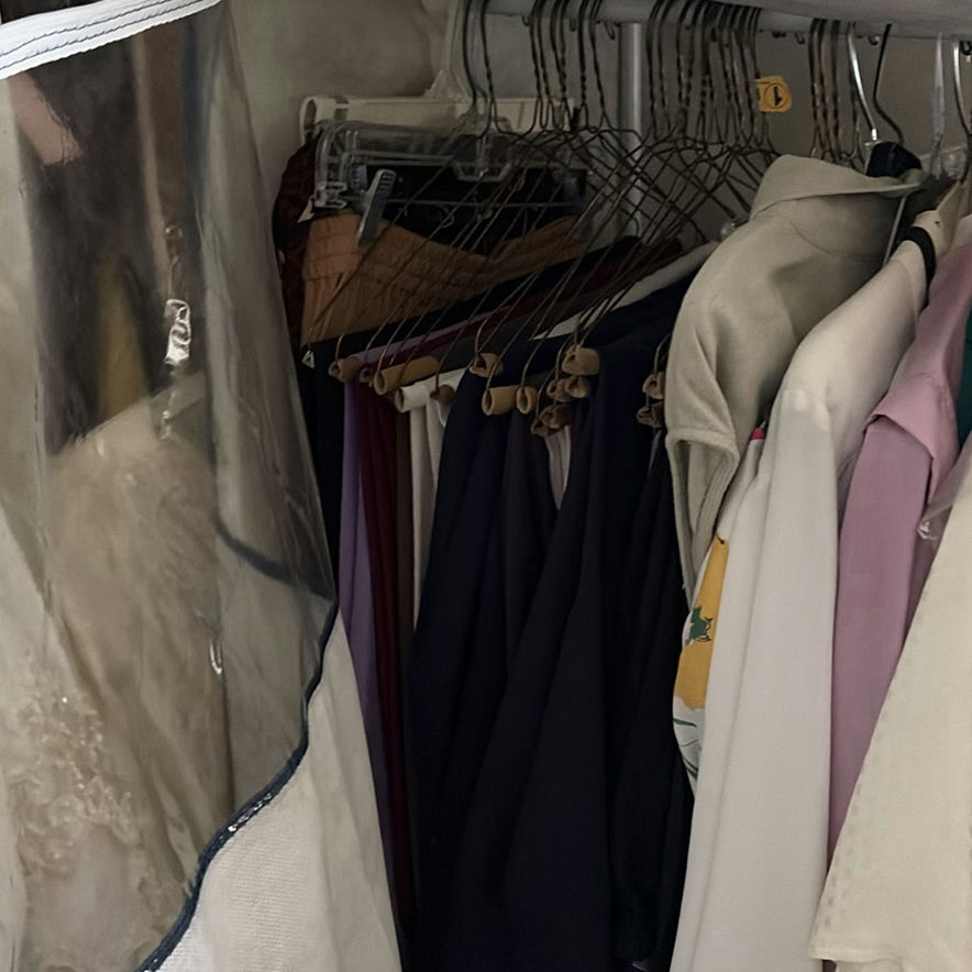 Portable wardrobe closet with hanging clothes - image 3 of 7