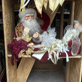 Assorted Christmas Decorations: wreath, brass centerpiece, and figurines - thumbnail 7 of 9