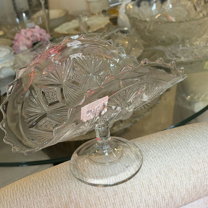 Crystal punch bowl set with pedestal and matching cups - image 7 of 7