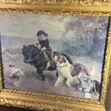 Framed painting of rider on horse with hounds - thumbnail 7 of 7