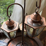 Copper lantern lamps, gauge plaque, copper tray, glassware and chandelier crystals - thumbnail 5 of 6