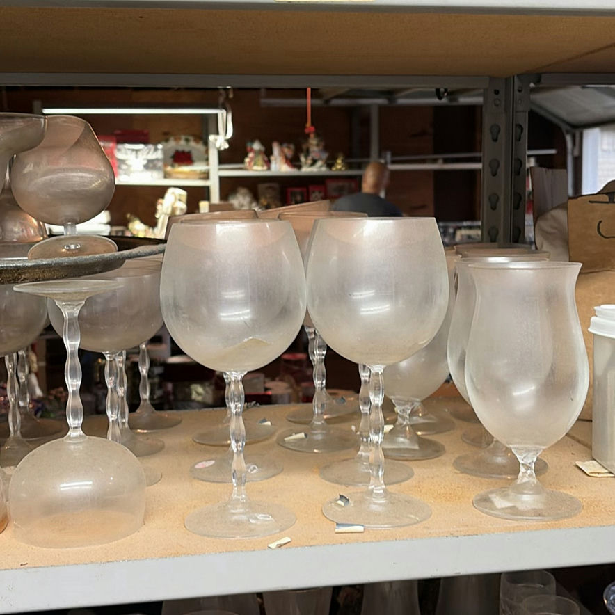 Frosted glass stemware and assorted glassware with a vintage appliance - image 4 of 9