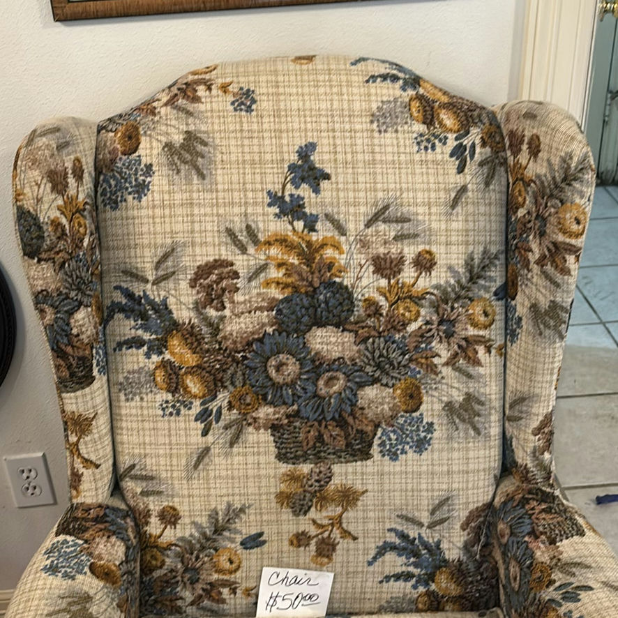 Vintage floral upholstered sofa set - image 3 of 13