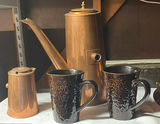 Copper kitchenware set with teapots, mugs and pan - thumbnail 1 of 5