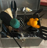 Metal box filled with assorted kitchen utensils - thumbnail 2 of 5