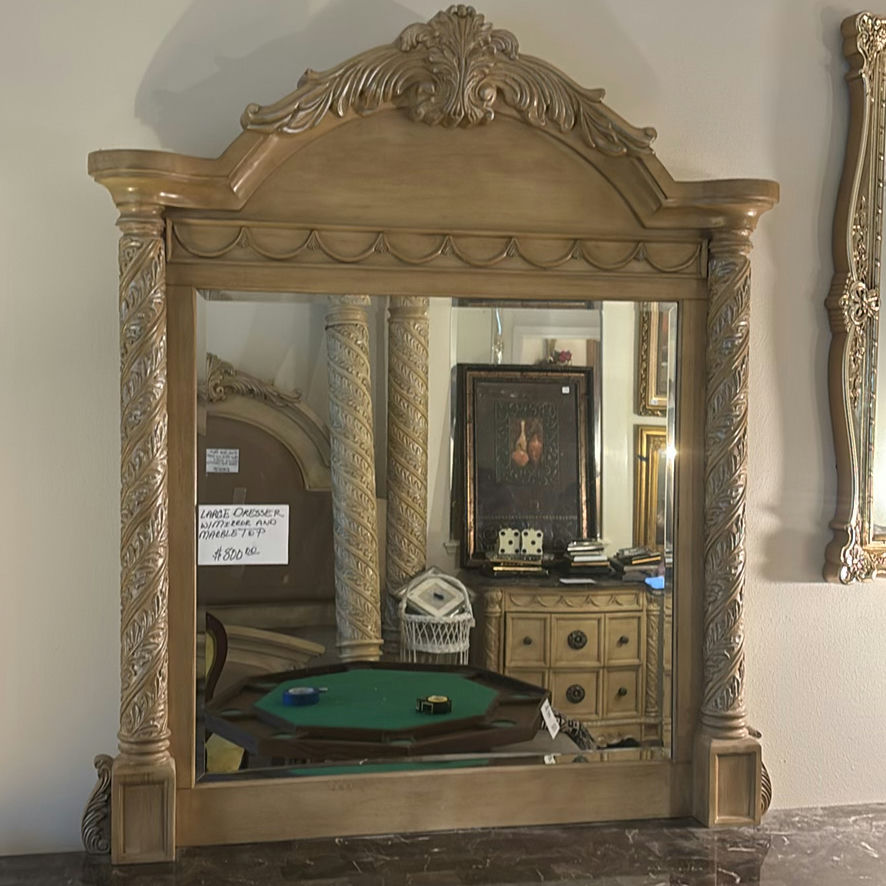 Ornate carved dresser with mirror - image 3 of 8