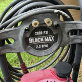 Red Black Max pressure washer with Honda engine and two red gasoline cans - thumbnail 4 of 6