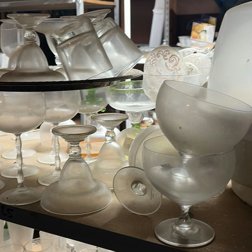 Frosted glass stemware and assorted glassware with a vintage appliance - image 8 of 9