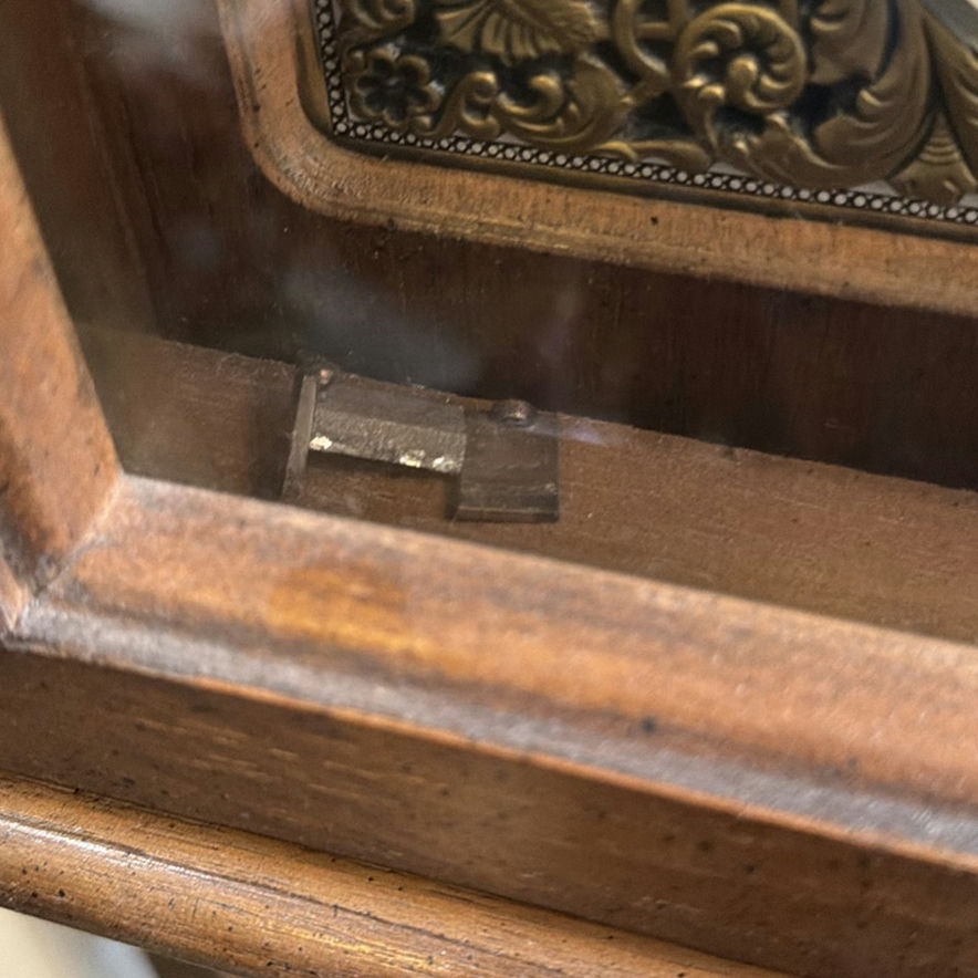 Grandfather clock with display cabinet, crackle-glazed eggs, and porcelain carriage - image 5 of 10