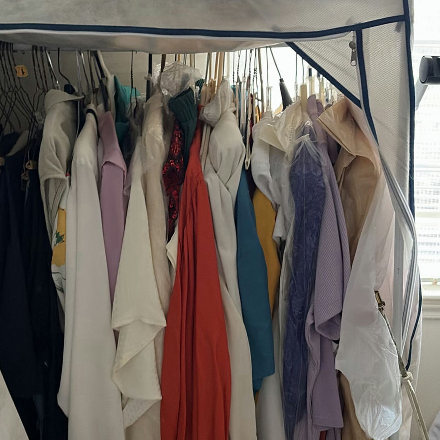 Portable wardrobe closet with hanging clothes - image 2 of 7