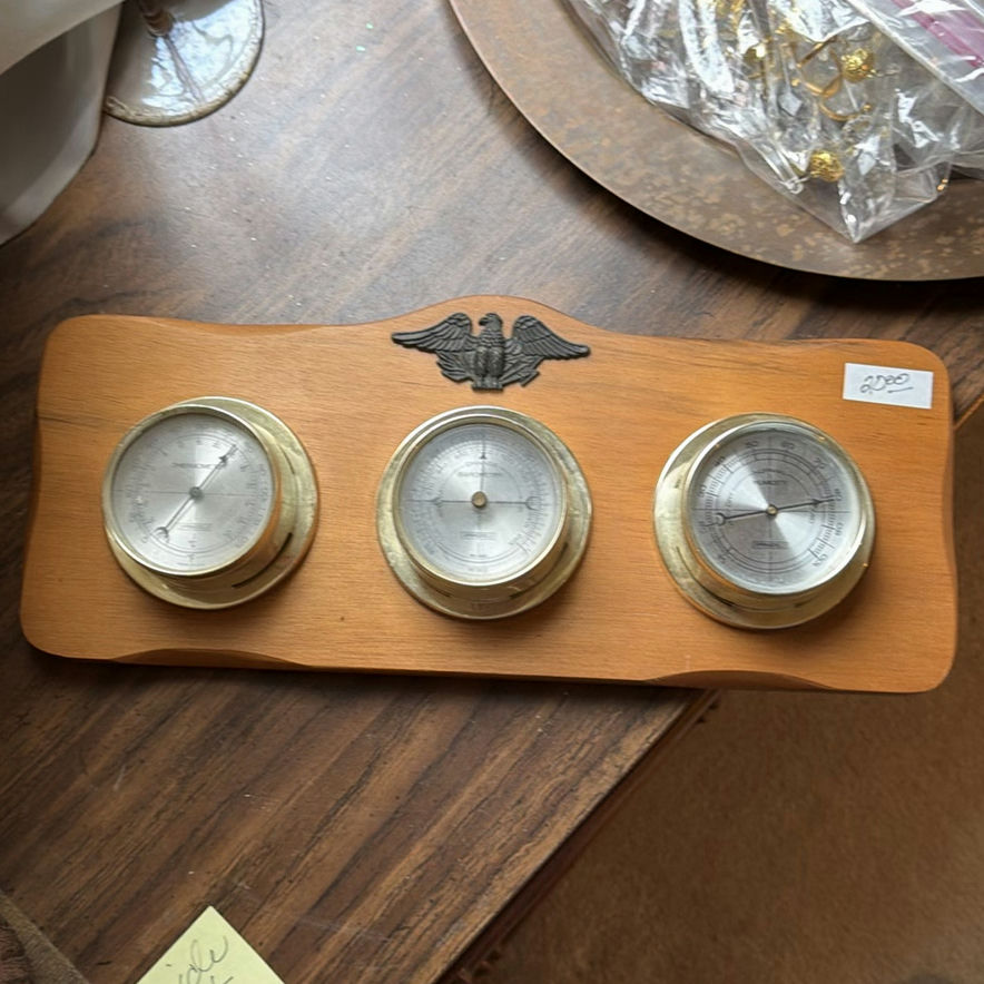 Copper lantern lamps, gauge plaque, copper tray, glassware and chandelier crystals - image 2 of 6