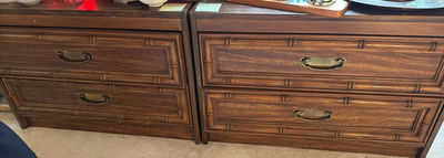 Pair of wooden dressers with four drawers - Image 1 of 6