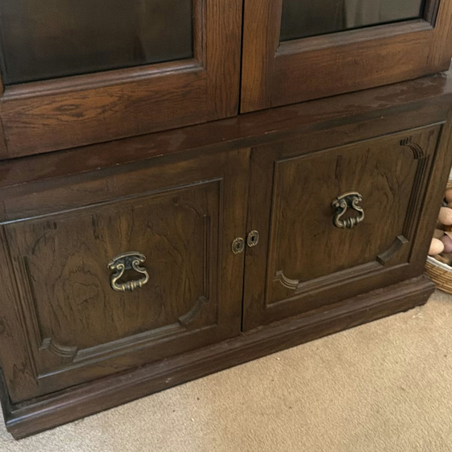 Dark wood gun cabinet with glass doors - image 2 of 7