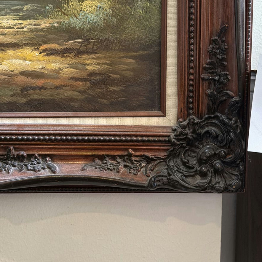 Ornate framed landscape painting - image 3 of 7