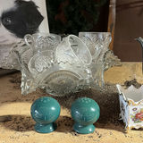 Kissing puppies sign with glassware, teapot, and vintage kitchenware - thumbnail 2 of 7