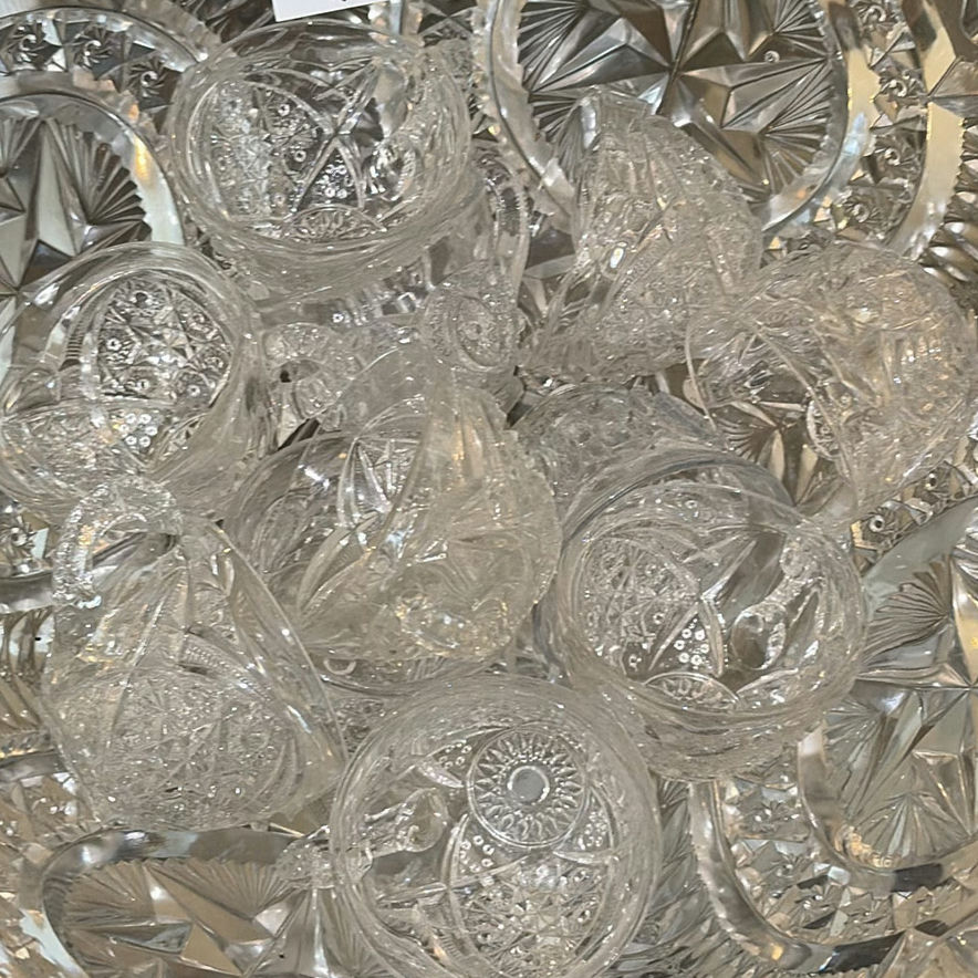 Crystal punch bowl with ten cups - image 2 of 5