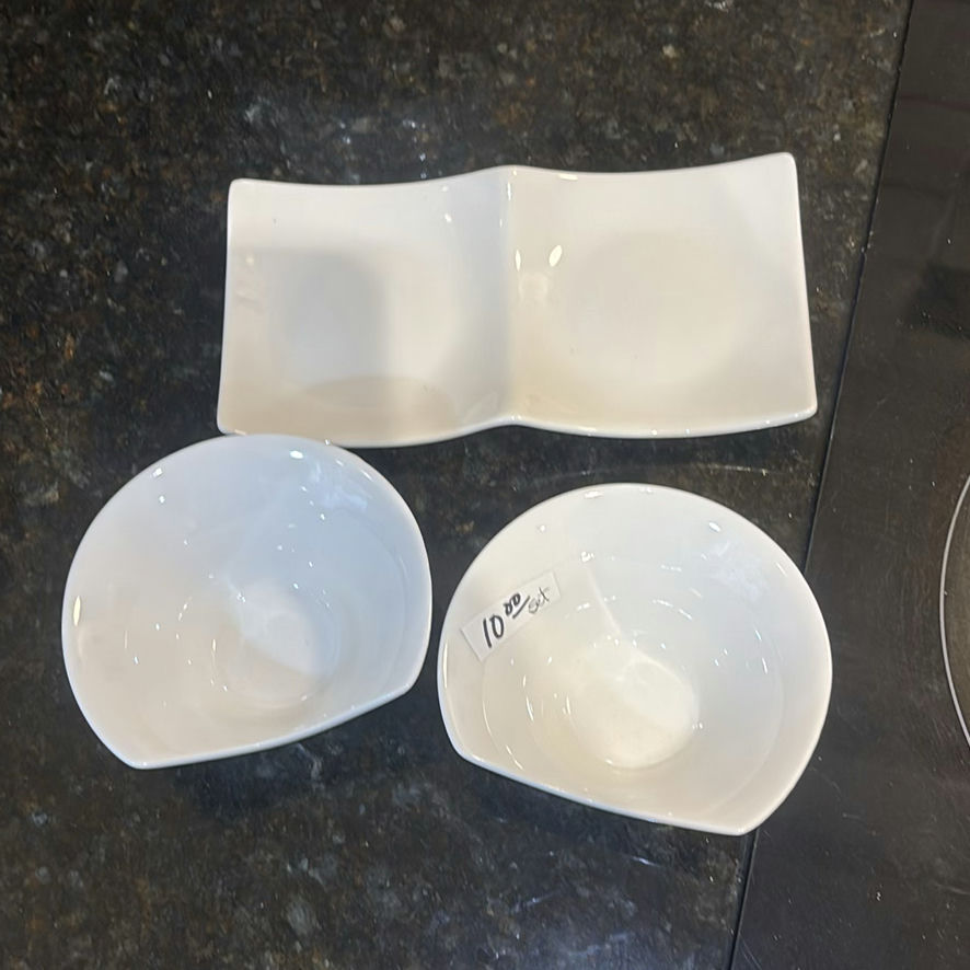 Assorted white ceramic dinnerware and tortilla shell pan set - image 12 of 13