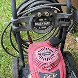 Red Black Max pressure washer with Honda engine and two red gasoline cans - thumbnail 3 of 6