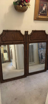 Ornate vintage mirrors, framed floral art, and decorative gold-tone sconce - Image 1 of 15
