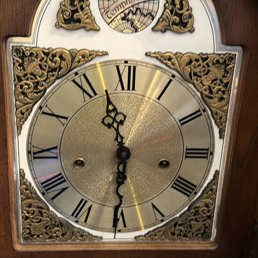 Grandfather clock with display cabinet, crackle-glazed eggs, and porcelain carriage - image 6 of 10