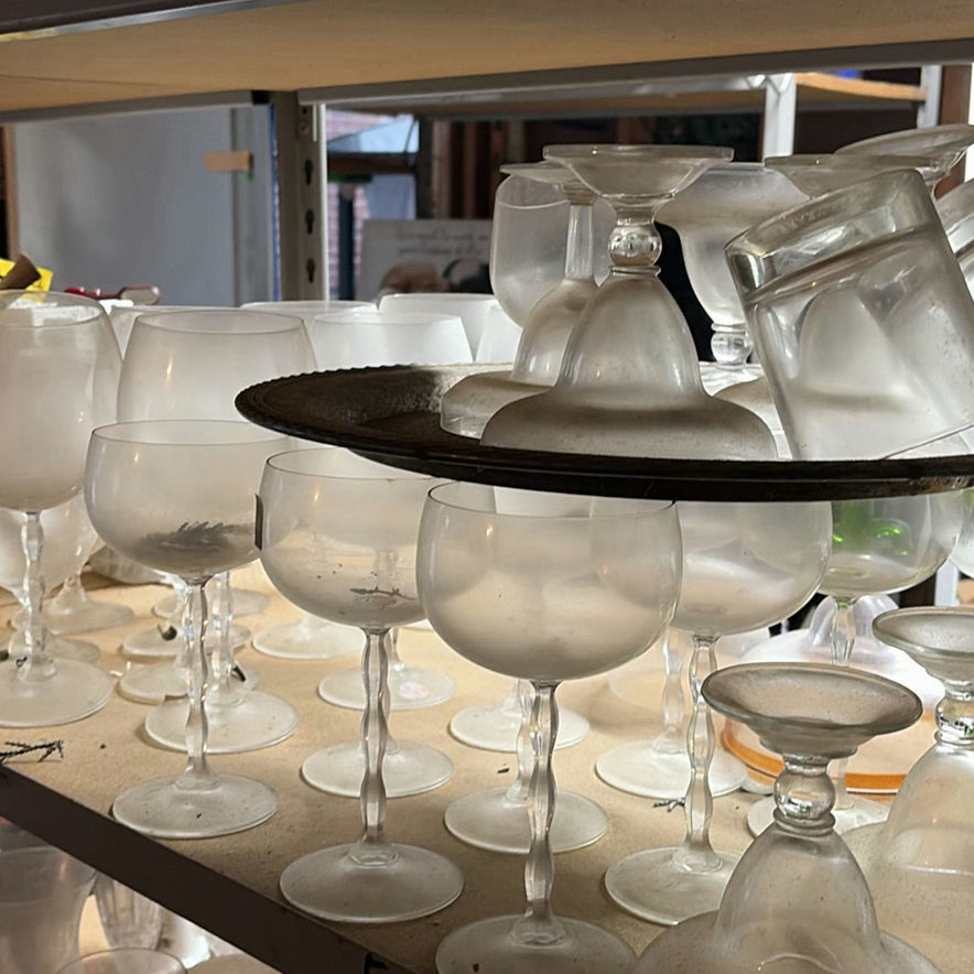 Frosted glass stemware and assorted glassware with a vintage appliance - image 9 of 9