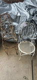 Outdoor metal chairs and decorative iron plant stand - thumbnail 1 of 6