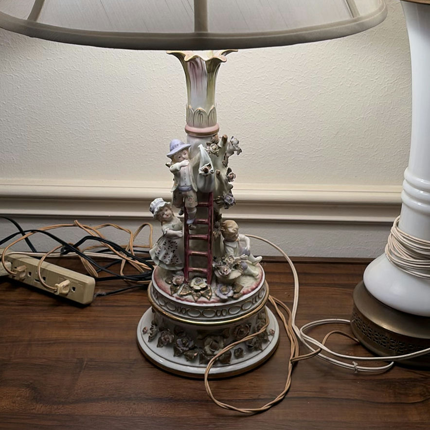 Two Ornate Table Lamps and a Porcelain Cherub Lamp - image 3 of 5