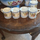 Grapevine-pattern porcelain punch bowl with matching mugs - thumbnail 3 of 4