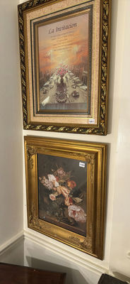 Ornate Gold-Framed Art Prints and Decorative Panel - Image 1 of 11