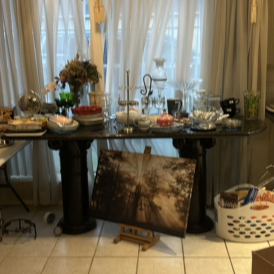 Assorted Dinnerware, Glassware and Decor on Display Table - image 1 of 7