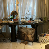 Assorted Dinnerware, Glassware and Decor on Display Table - thumbnail 1 of 7