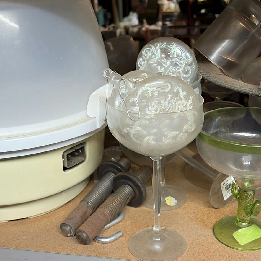 Frosted glass stemware and assorted glassware with a vintage appliance - image 7 of 9