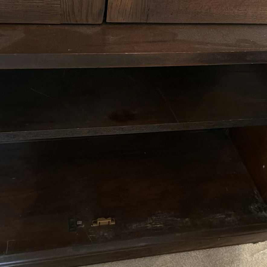 Dark wood gun cabinet with glass doors - image 3 of 7