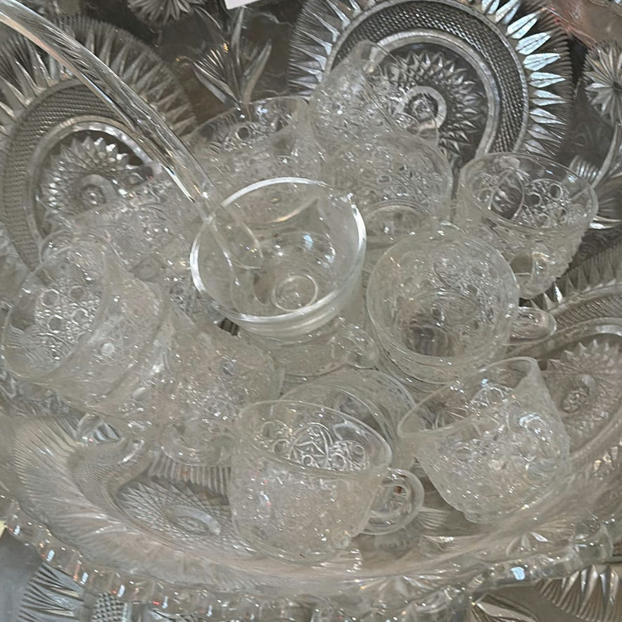 Crystal Punch Bowl Set with Matching Glassware and Serving Tray - image 2 of 6