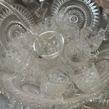 Crystal Punch Bowl Set with Matching Glassware and Serving Tray - thumbnail 2 of 6