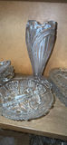 Etched clear glass serving pieces with rose motif - thumbnail 8 of 9