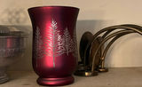 Silver plated chafing dish, red etched vase, and curved metal stand - thumbnail 3 of 4